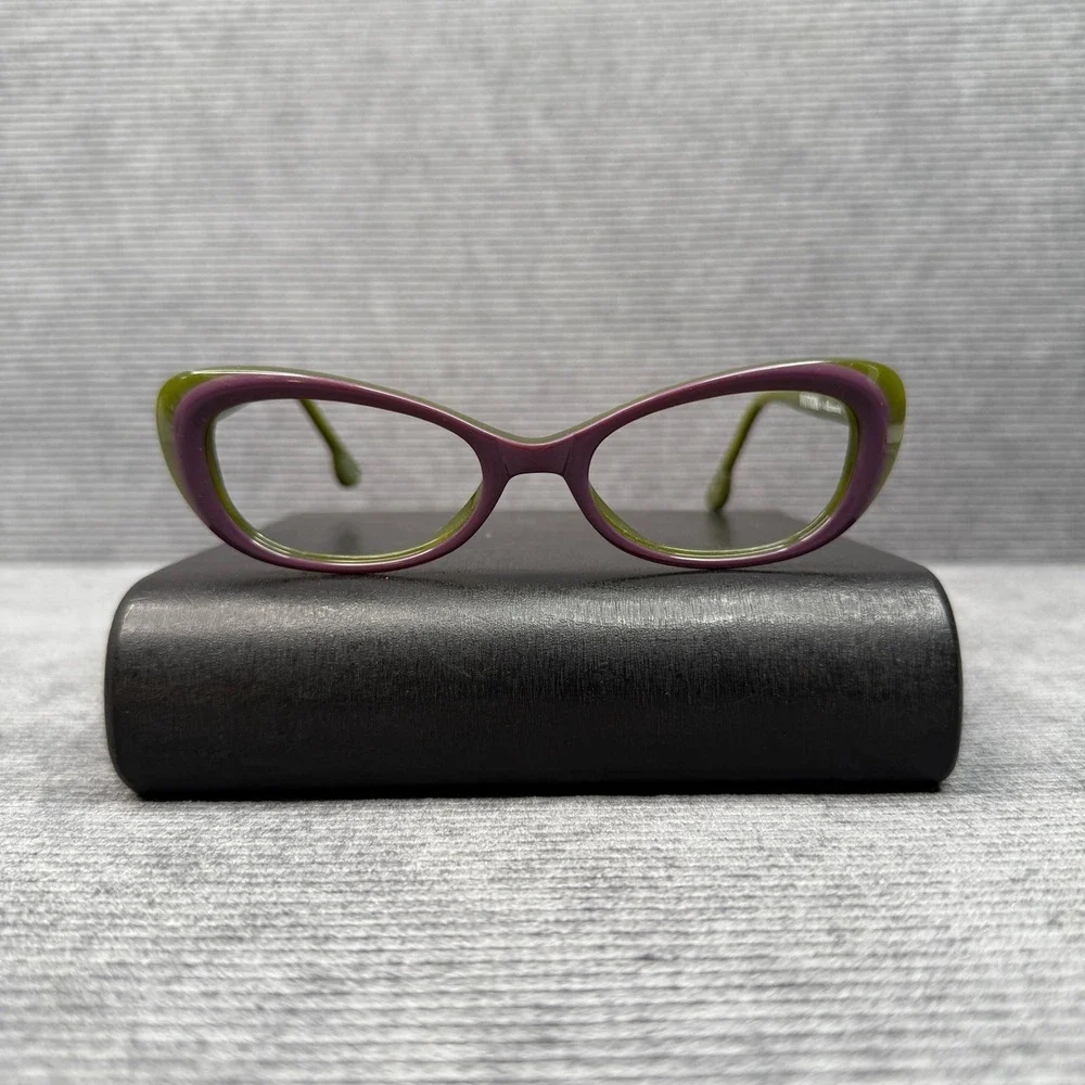 Fiction by l.a.Eyeworks Biz 049-049 Cat Eye Y2k Glasses Frames Green Purple 0907